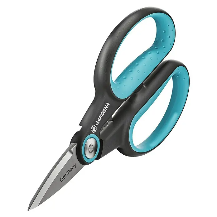 Gardena Schere HerbCut mit Holter - Geeignet für: Kräuter - Gartenschere von Gardena mit blau-schwarzem Griff und Klingen aus Deutschland für präzise Schnitte im Garten.