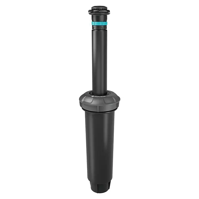 Gardena Sprinklersystem Turbinenversenkregner MD40 - Max. Regnerfläche: 40 m², Rasenbewässerung - Nahaufnahme eines GARDENA Versenkregners, der für eine zuverlässige und gleichmäßige Bewässerung im Garten sorgt. Der Regner ist robust und langlebig.