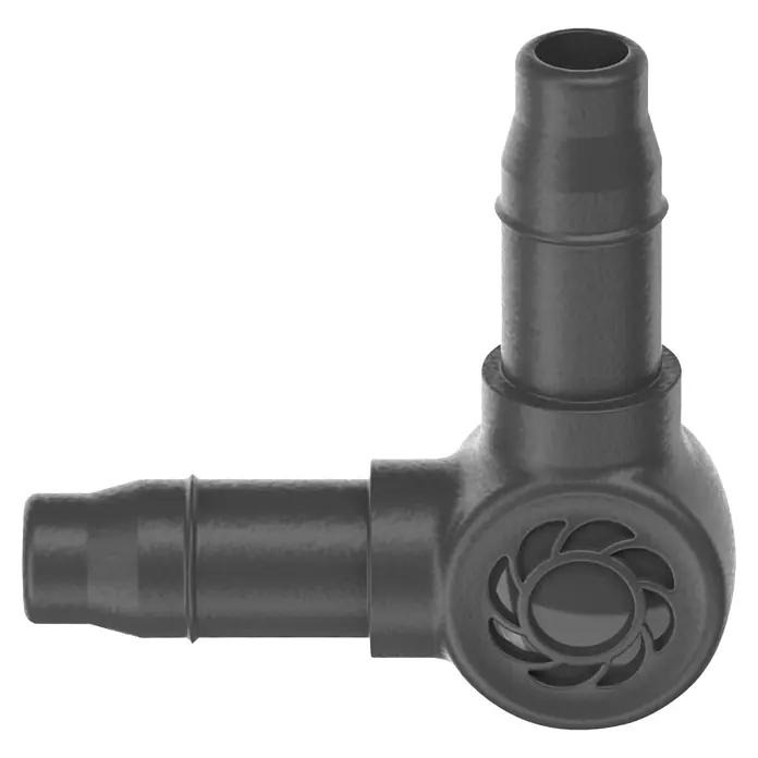 Gardena Micro-Drip L-Stück - Durchmesser Anschluss: 4,6 mm, 10 Stk., Kunststoff - Abgewinkelter Schlauchverbinder aus Kunststoff, ideal für Fluidanwendungen, mit gerippten Enden für sicheren Halt.
