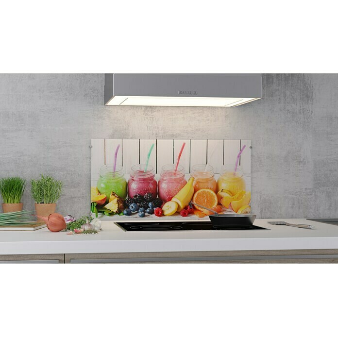 CUCINE Küchenrückwand (Colored Smoothies, 80 x 40 cm, Stärke: 6 mm, Einscheibensicherheitsglas (ESG))