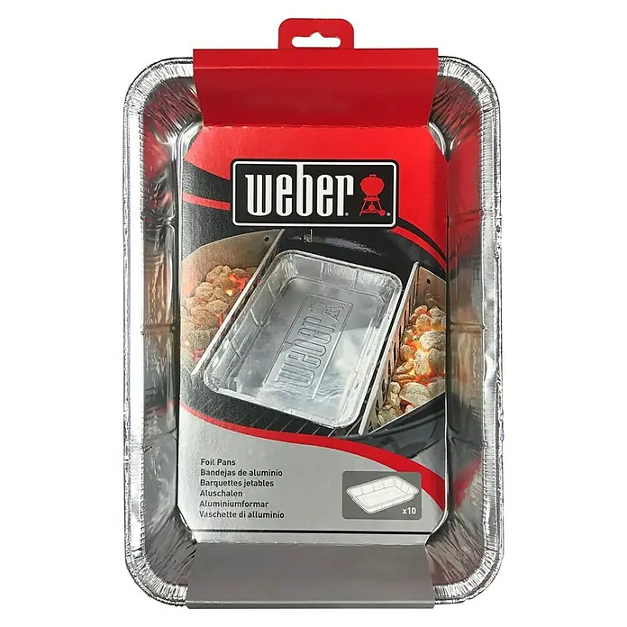 Weber Alu-Tropfschale - L x B x H: 28 x 18 x 5 cm, 10 Stk. - Weber Aluschalen im 10er-Pack, ideal für den Grill. Praktische Grillhelfer für indirektes Grillen und zum Auffangen von Fett.