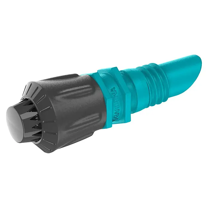 Gardena Micro-Drip Sprühdüse 360° - 5 Stk., 360 ° - Nahaufnahme eines GARDENA Micro-Drip-System Endtropfers, ideal für eine präzise und wassersparende Bewässerung im Garten.