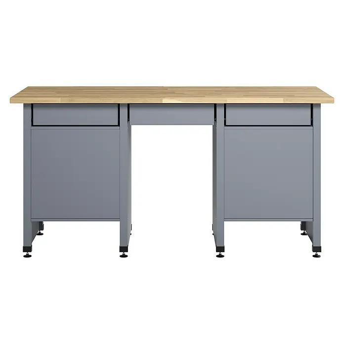 Küpper Werkbank - L x B: 60 x 170 cm, Arbeitshöhe: 84 cm, Belastbarkeit: 300 kg, Anzahl Schubladen: 6 Stk., Rot/Silbergrau - Werkbank mit Schubladen und einer Holzplatte. Solide Konstruktion für Werkstattarbeiten.