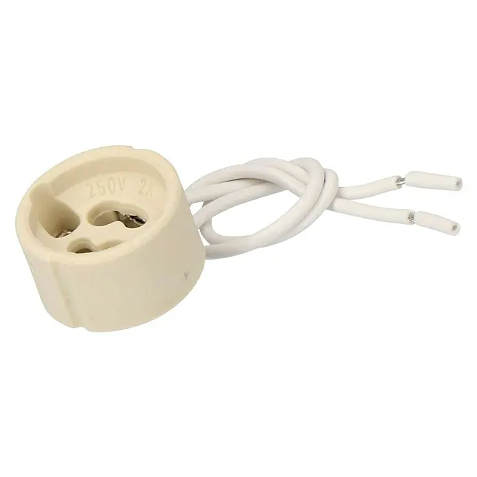 EDM Casquillo para lámparas - GU10, 15 cm, Blanco - Portalámparas cerámico G4/G9 con conexión de cable para lámparas halógenas. Alta calidad para soluciones de iluminación seguras.
