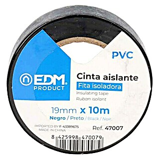 Cinta aislante de PVC EDM (10 m x 19 mm, Negro)