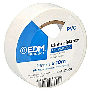Cinta aislante de PVC EDM (10 m x 19 mm, Blanco)