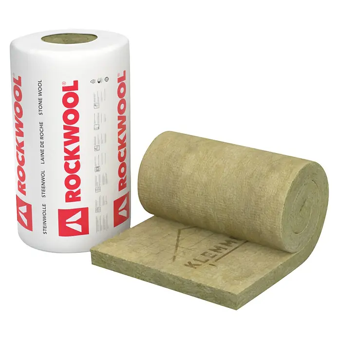 Rockwool Steinwolle Klemmrock 035 - Stärke: 200 mm, Wärmeleitfähigkeit: 0,035 W/(mK) - Eine Rolle Rockwool Steinwolle und eine ausgerollte Bahn. Hervorragende Wärme- und Schalldämmung für Bau- und Renovierungsprojekte.