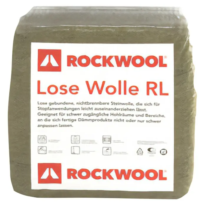 Rockwool Steinwolle - 30l - Eine Packung Rockwool loser Wolle RL, ideal für schwer zugängliche Hohlräume und Bereiche.