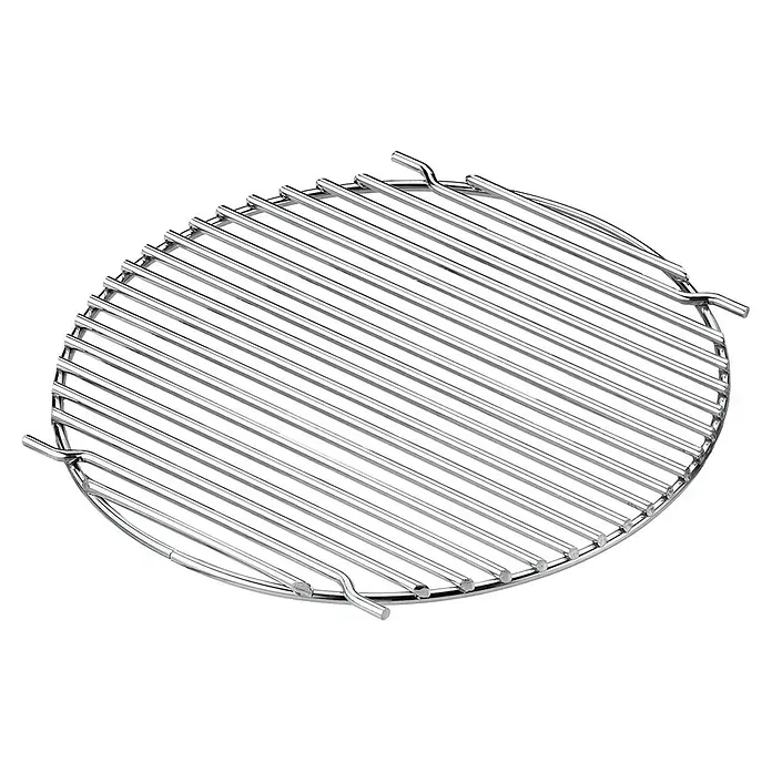 Weber Gourmet BBQ System Parrilla para barbacoa - L x An: 56,61 x 54,61 cm, Diámetro: 57 cm, Acero cromado - Una parrilla de metal circular con barras paralelas, ideal para asar alimentos sobre una llama abierta. Ofrece una superficie robusta y resistente al calor.