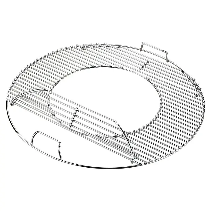 Weber Gourmet BBQ System Parrilla para barbacoa - L x An: 56,61 x 54,61 cm, Diámetro: 57 cm, Acero cromado - Parrilla con diseño parcial inteligente para añadir carbón o leña fácilmente, ideal para largas sesiones de barbacoa al aire libre.
