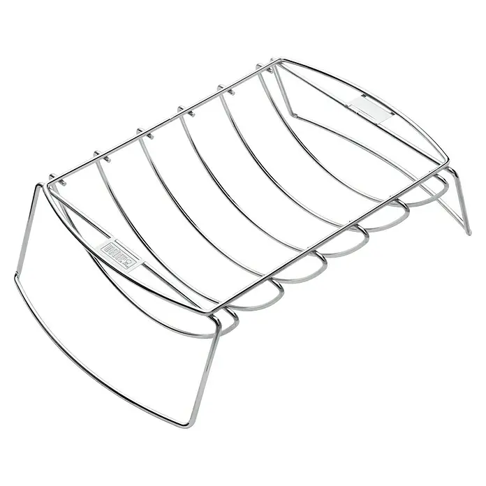 Weber Bratenkorb - L x B x H: 43,5 x 26,5 x 11 cm - Ein glänzender, verchromter Rippchenhalter von Weber, ideal für die Zubereitung von saftigen Rippchen auf dem Grill.