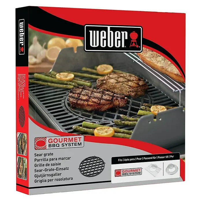 Weber Gourmet BBQ System Grillrost Sear Grate - L x B: 30 x 30 cm, Durchmesser: 30 cm, Gusseisen - Weber Gourmet BBQ System Sear Grate: Perfekt zum Anbraten von Steaks und Gemüse für köstliche Grillmuster und intensiven Geschmack.