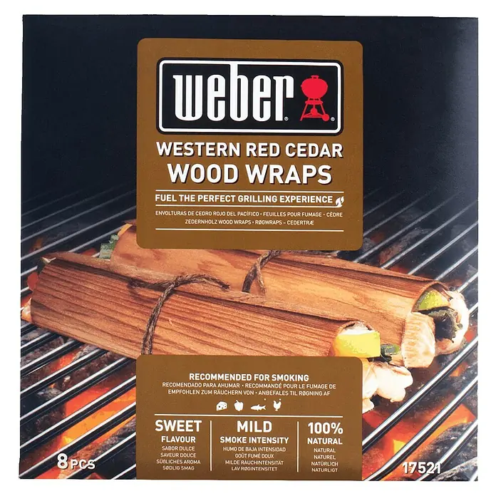 Weber Wood Wraps - 8 Stk., Zedernholz - Weber Western Red Cedar Wood Wraps, Räucherholz für den perfekten Grillgenuss, mit süßem Aroma und milder Rauchnote.