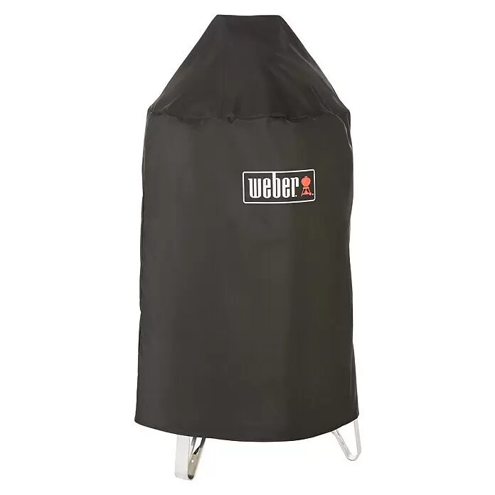 Weber Ahumador Mountain Cooker - Diámetro de la superficie de la parrilla: 47 cm, Negro - Funda de parrilla de tela negra con logo blanco de Weber e icono de barbacoa.