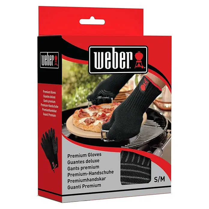 Weber Grillhandschuhe - Sonstiges, Größe S/M - Karton mit Weber Premium Grillhandschuhen in Schwarz und Rot, Größe S/M, zum sicheren Grillen.