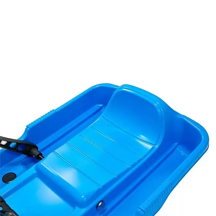 KHW Schlitten Snow Fox - L x B: 95 x 50 cm, Belastbarkeit: 65 kg, Kunststoff, Eisblau - Blauer Kunststoffschlitten mit geformtem Sitz für bequeme Fahrten im Schnee.