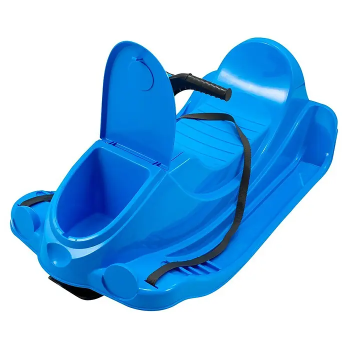 KHW Schlitten Snow Quad - L x B: 91 x 48 cm, Belastbarkeit: 30 kg, Kunststoff, Eisblau - Blaues Schlittenfahrzeug mit Lenkrad, Ablagefach und Sicherheitsgurt für Kinder, ideal für Winterspaß im Schnee.