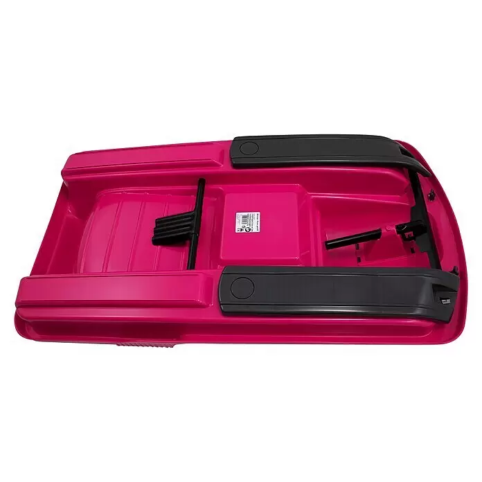 KHW Schlitten Snow Fox - L x B: 95 x 50 cm, Belastbarkeit: 65 kg, Kunststoff, Pink - Rosa Plastikschlitten mit schwarzem Lenkrad und seitlichen Griffen.