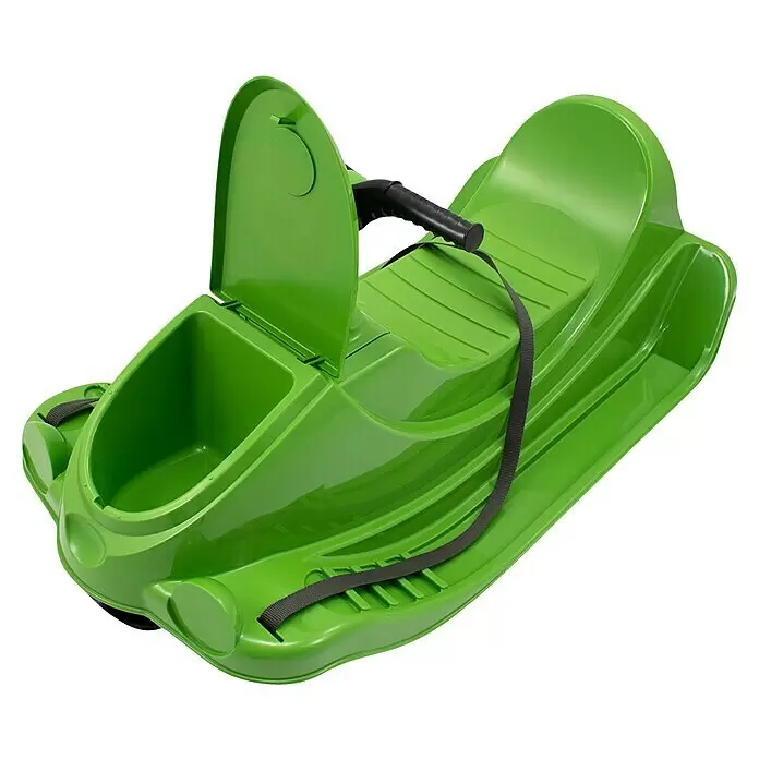 KHW Schlitten Snow Quad - L x B: 91 x 48 cm, Belastbarkeit: 30 kg, Kunststoff, Grün - Diagonale Ansicht
