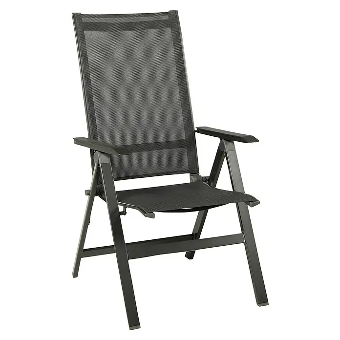 Acamp Klappstuhl Urban - Aluminium, Textil, Rückenlehne verstellbar, Anthrazit, B x T x H: 60 x 66 x 112 cm - Der elegante Gartensessel in Grau lädt zum Verweilen ein und bietet hohen Komfort. Er ist klappbar und leicht zu verstauen.