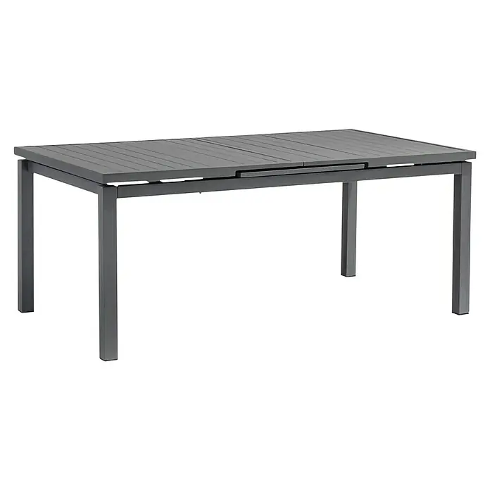 Acamp Gartenmöbel-Set Hollywood/Chicago - 7 -tlg., Aluminium, Acatex, Grau - Grauer Gartentisch mit Lattenrost und einem Auszug in der Mitte, ideal für den Außenbereich und entspannte Stunden im Freien.