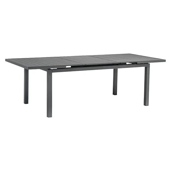 Acamp Gartenmöbel-Set Manhattan/Chicago - 9 -tlg., Aluminium, Polyester, Stapelbar, Grau - Grauer Esstisch mit Ausziehfunktion für den Innen- oder Außenbereich. Das Produkt zeichnet sich durch modernes Design aus.