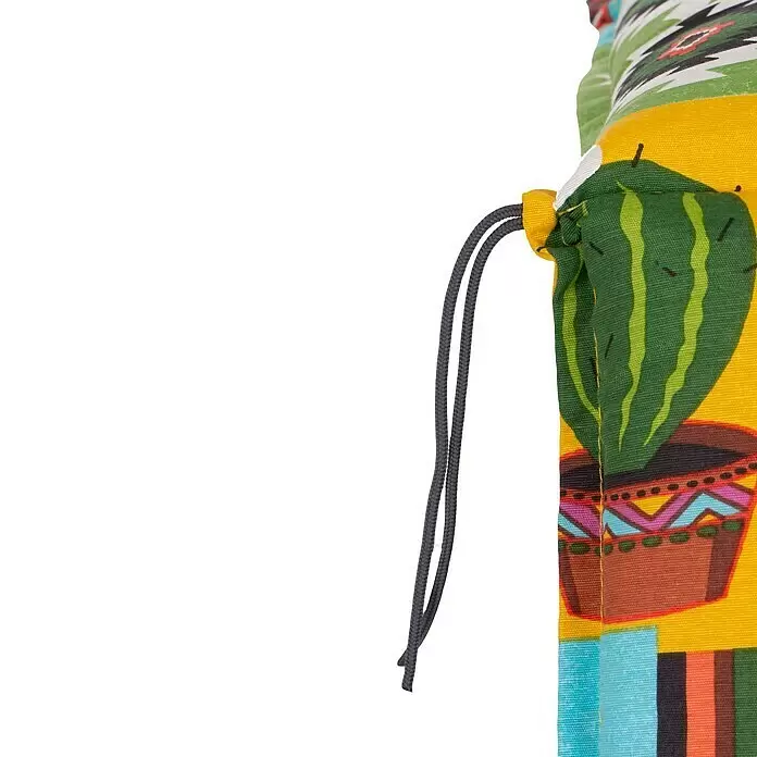 beo Gartenmöbel-Auflage Tijuana - Niederlehner, 2 Stk., L x B x H: 98 x 46 x 8 cm, Baumwolle, Polyester, Gelb/Orange - Bunter Stoffartikel mit Kordelzug und grünem Kaktusmuster.
