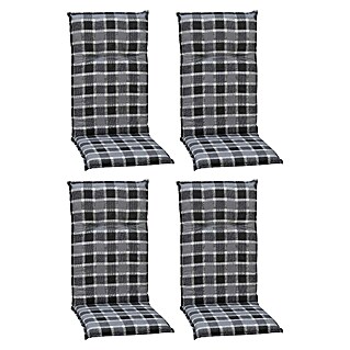 beo Gartenmöbel-Auflage Belgrad (Hochlehner, 4 Stk., L x B x H: 118 x 50 x 6 cm, Öko-Tex 100, Grau/Karo)