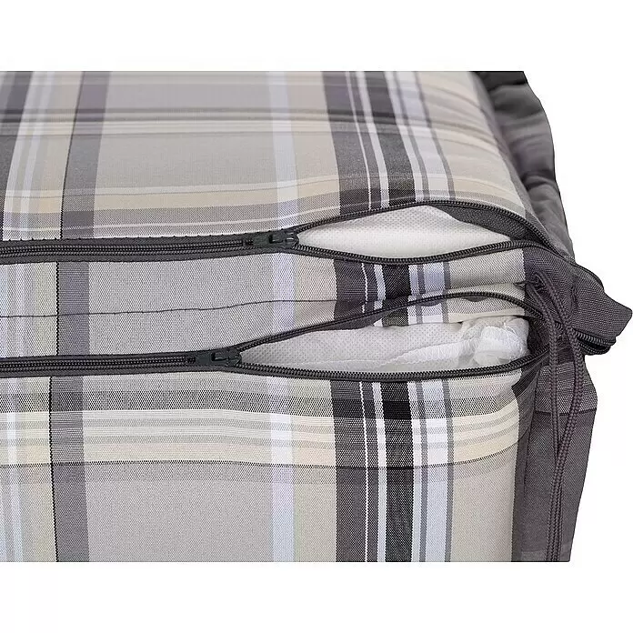 beo Gartenmöbel-Auflage D800 - Hochlehner, 6 Stk., L x B x H: 120 x 48 x 8 cm, Dralon, Polyester, Grau/Hellgrün - Detailaufnahme