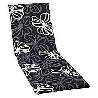 beo Gartenmöbel-Auflage (Gartenliege, L x B x H: 193 x 60 x 6 cm, Baumwolle, Polyester, Schwarz mit Blumen)