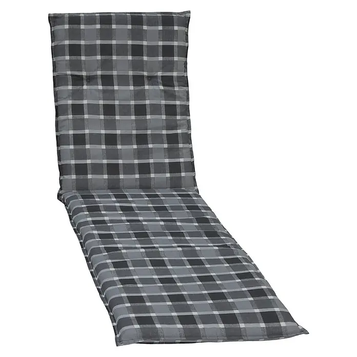 beo Gartenmöbel-Auflage Belgrad - Liegenauflage, L x B x H: 193 x 60 x 6 cm, Baumwolle, Polyester, Grau/Weiß - Graue Liegenauflage mit Karomuster für bequeme Stunden im Garten oder auf der Terrasse. Die Polsterung sorgt für zusätzlichen Komfort beim Entspannen.