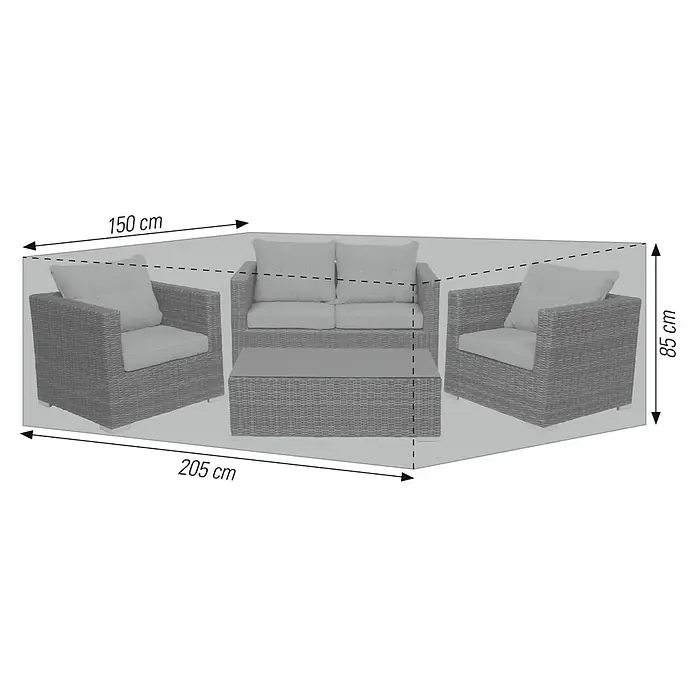 Acamp Loungemöbel Schutzhülle M - L x B x H: 205 x 150 x 85 cm, Polyester, Grau - Abdeckung für Gartenmöbel-Set mit Maßen 150 cm Breite, 205 cm Länge und 85 cm Höhe zum Schutz vor Witterungseinflüssen.