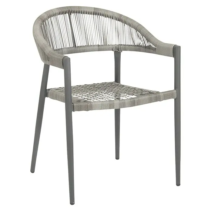 Acamp Stapelsessel Brooklyn - 4 Stk., Aluminium, Polyester, Stapelbar, Dunkelgrau, B x T x H: 58 x 56 x 78 cm - Grauer Cord-Sessel mit Armlehne und gewebter Sitzfläche. Das moderne Design macht ihn zu einem Blickfang.