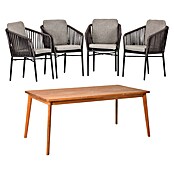 Acamp Gartenmöbel-Set Manhattan/Atacama (5 -tlg., Aluminium, Akazie, Stapelbar, Anthrazit) | BAUHAUS