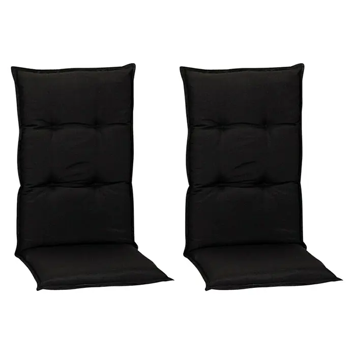 beo Gartenmöbel-Auflage Trabzon - Hochlehner, 2 Stk., L x B x H: 118 x 46 x 8 cm, Baumwolle, Polyester, Schwarz - Zwei schwarze, gesteppte Stuhlkissen für zusätzlichen Komfort. Diese Sitzkissen sind ideal für Gartenmöbel und bieten eine weiche Unterlage.
