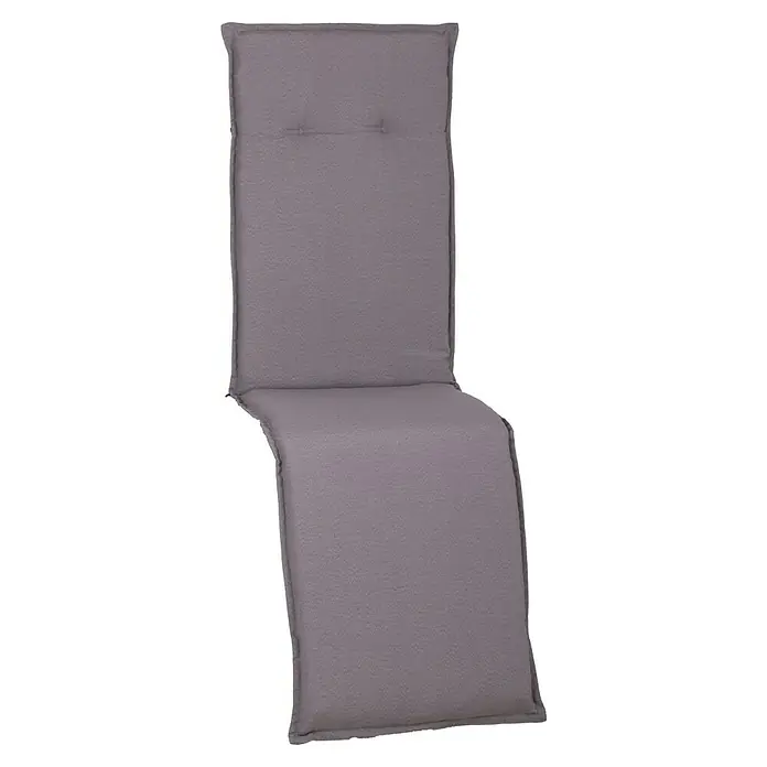 beo Gartenmöbel-Auflage Tanana - Relaxsesselauflage, L x B x H: 171 x 46 x 8 cm, Baumwolle, Polyester, Grau - Grauer Sitzpolster für Gartenmöbel mit bequemer Polsterung und Knopfdetails für entspanntes Sitzen im Freien.