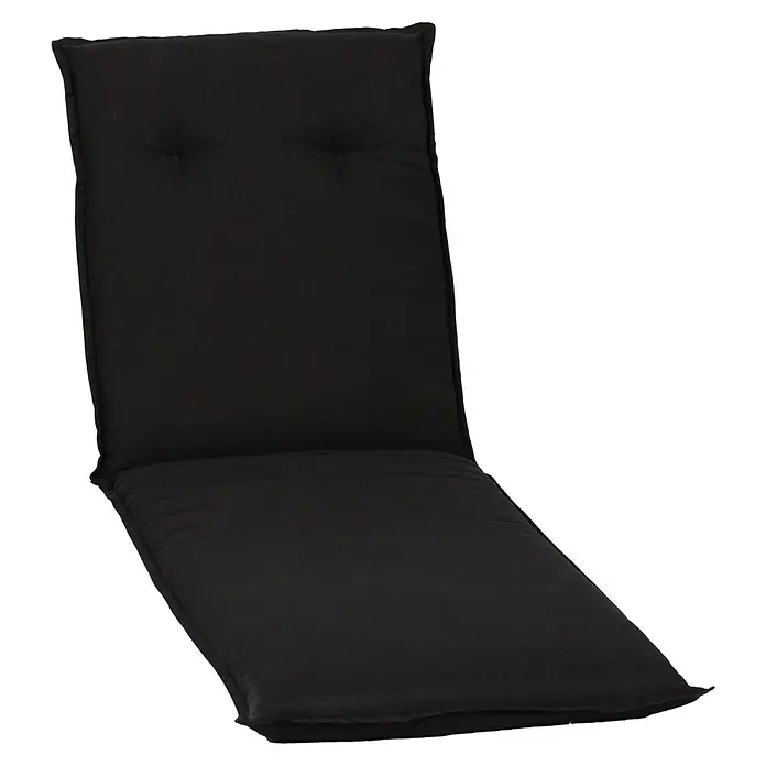 beo Gartenmöbel-Auflage Trabzon - Liegenauflage, L x B x H: 191 x 58 x 8 cm, Baumwolle, Polyester, Schwarz - Schwarze Gartenstuhlauflage mit bequemer Polsterung und Knopfdetails für entspannte Stunden im Freien.