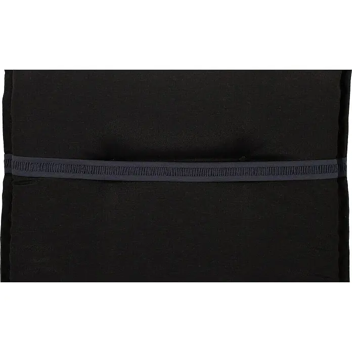 beo Gartenmöbel-Auflage Trabzon - Niederlehner, 6 Stk., L x B x H: 98 x 46 x 8 cm, Baumwolle, Polyester, Schwarz - Nahaufnahme eines schwarzen Stoffprodukts mit einem elastischen Band, das ein elegantes und praktisches Design für den täglichen Gebrauch zeigt.
