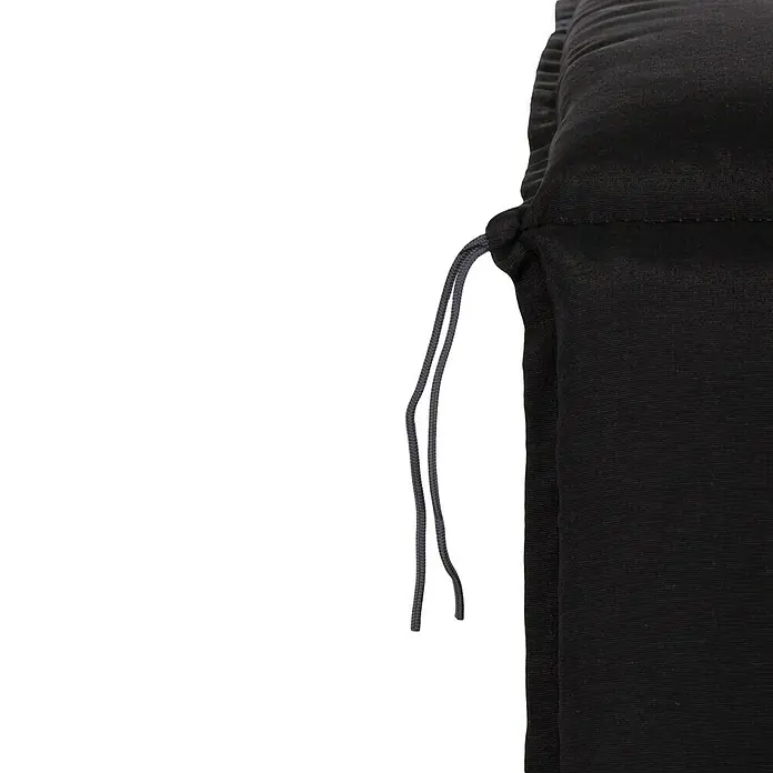beo Gartenmöbel-Auflage Trabzon - Niederlehner, 6 Stk., L x B x H: 98 x 46 x 8 cm, Baumwolle, Polyester, Schwarz - Detailaufnahme eines schwarzen Stoffbeutels mit Kordelzug, ideal für Sport oder Freizeit. Die dunkle Farbe und das schlichte Design machen ihn vielseitig.