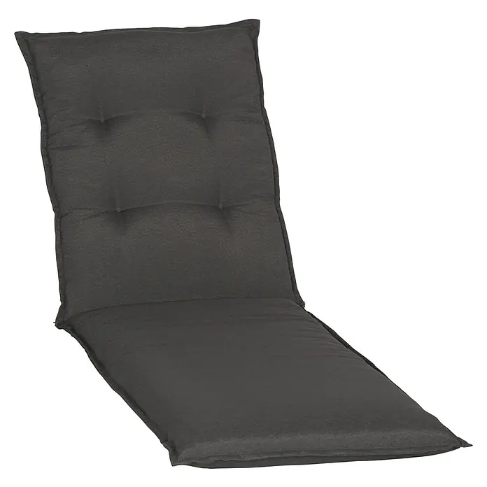 beo Gartenmöbel-Auflage Trier - Liegenauflage, L x B x H: 171 x 46 x 8 cm, Baumwolle, Polyester, Anthrazit - Bequemes graues Stuhlkissen mit Knöpfen. Ideal für Gartenmöbel und Entspannung im Freien.