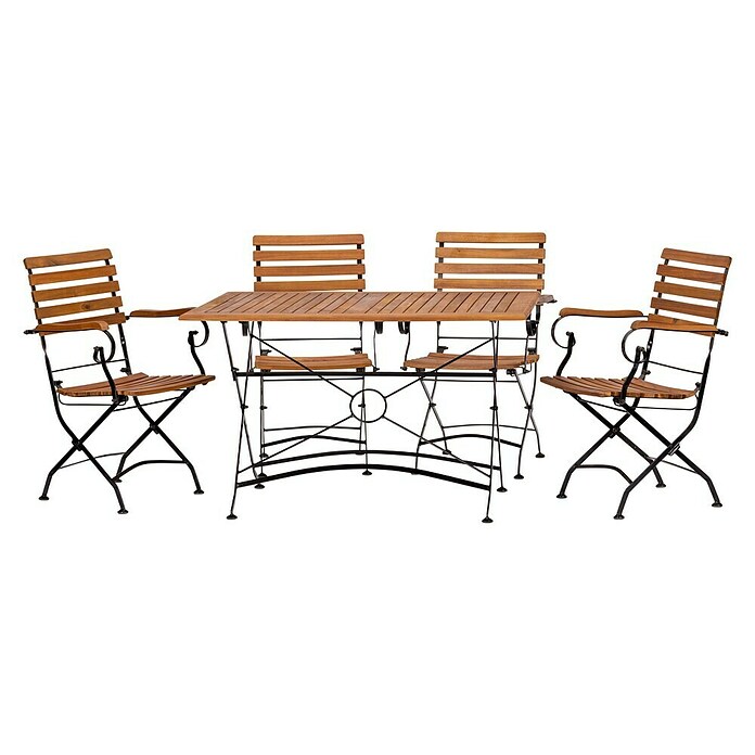 Acamp Gartenmöbel-Set Lindau (5 -tlg., Akazienholz, Braun, mit Armlehnen) | BAUHAUS