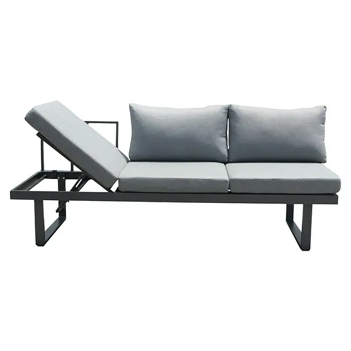 Acamp Gartenmöbel-Set Hollywood - 5 -tlg., Aluminium, Glas, Keramik, Polyester, Anthrazit, Gartenstuhl stapelbar - Graues Loungesofa mit verstellbarer Rückenlehne und bequemen Kissen für den entspannten Außenbereich.