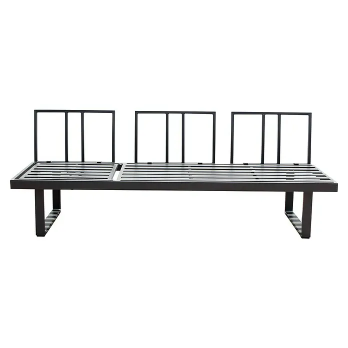 Acamp Gartenmöbel-Set Hollywood - 5 -tlg., Aluminium, Glas, Keramik, Polyester, Anthrazit - Hier ist eine stilvolle, schwarze Metallbank mit drei Rückenteilen. Das minimalistische Design passt gut in moderne Außenbereiche.