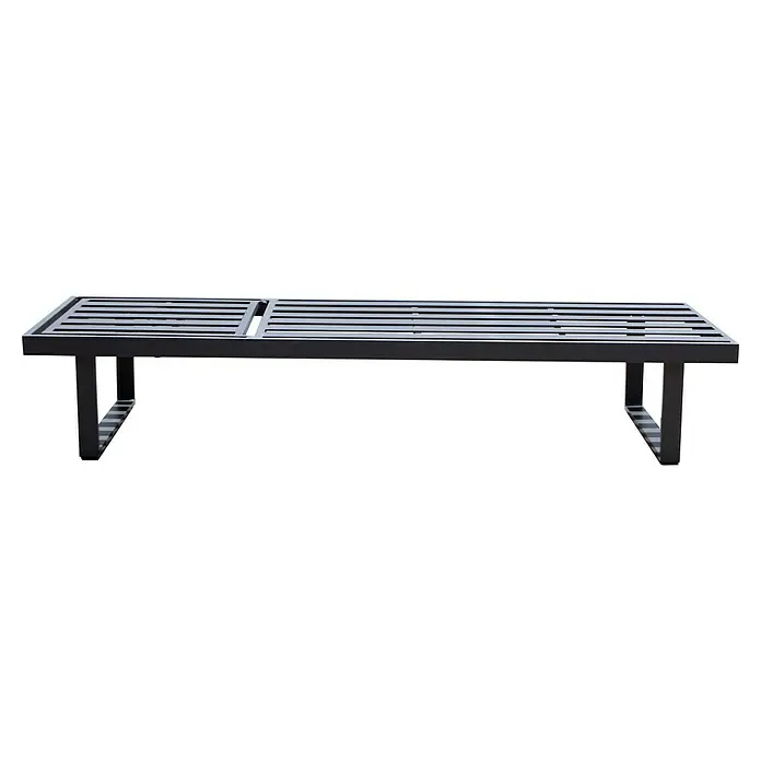 Acamp Gartenmöbel-Set Hollywood - 5 -tlg., Aluminium, Glas, Keramik, Polyester, Anthrazit - Ein schlichtes, modernes schwarzes Regal mit Lattenrost-Design, ideal für stilvolle Aufbewahrung und Präsentation im Wohnbereich.