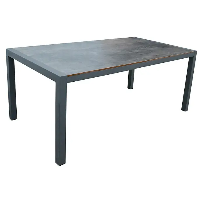 Acamp Gartenmöbel-Set New Jersey/Extensio fix - 5 -tlg., Aluminium, HPL, Acatex, Grau - Grauer Esstisch mit rechteckiger Platte und Metallgestell für Esszimmer oder Küche. Modernes Design für den Innenbereich.