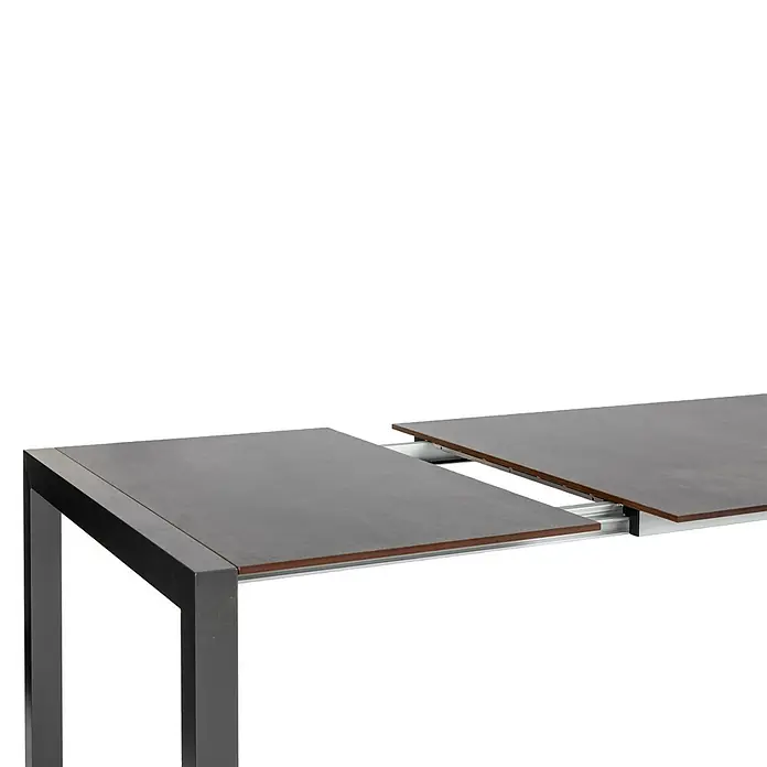 Acamp Gartenmöbel-Set New Jersey/Extensio - 6 -tlg., Aluminium, Acatex, Grau - Detailansicht eines modernen Ausziehtisches mit grauer Tischplatte und dunklem Rahmen, der Funktionalität und Design vereint.