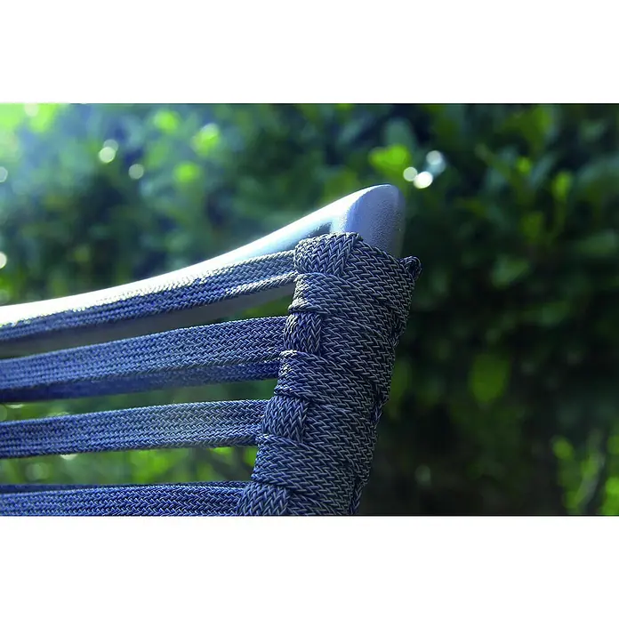Acamp Gartenmöbel-Set New Jersey/Extensio - 6 -tlg., Aluminium, Acatex, Grau - Nahaufnahme eines modernen Stuhls mit geflochtener Sitzfläche, ideal für den Außenbereich und Garten.