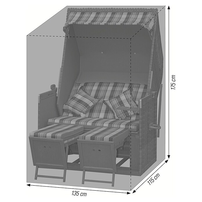 Acamp Strandkorb-Schutzhülle (L x B x H: 135 x 115 x 175 cm, Polyester, Grau) | BAUHAUS