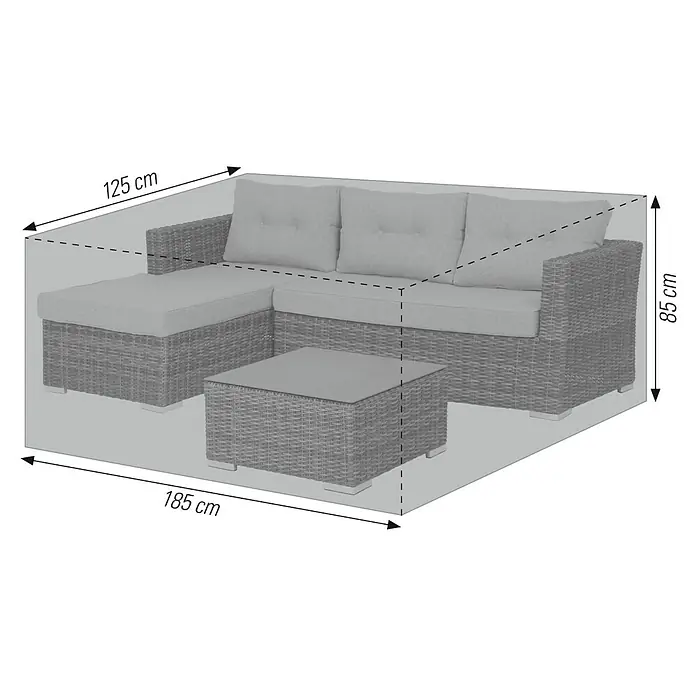 Acamp Loungemöbel Schutzhülle S - L x B x H: 185 x 125 x 85 cm, Polyester, Grau - Abdeckung für Lounge-Set mit den Maßen 125 cm x 185 cm x 85 cm zum Schutz vor Witterungseinflüssen.