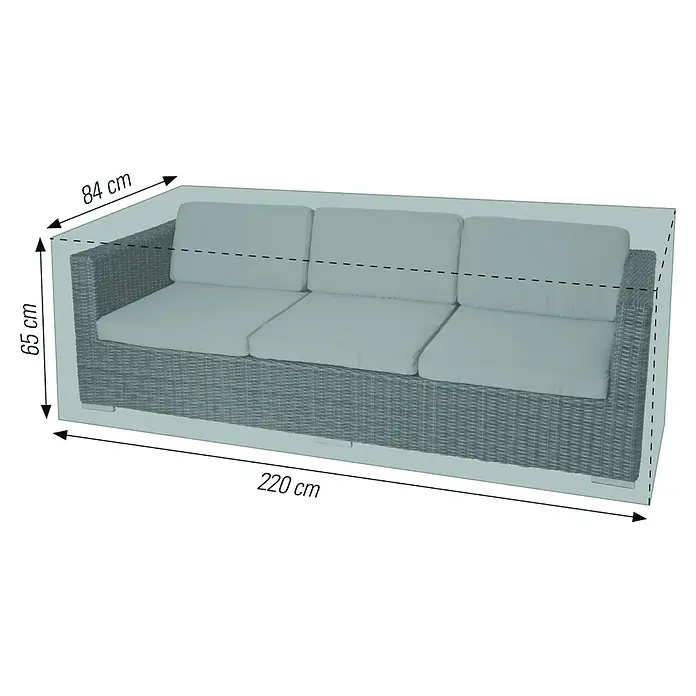 Acamp Loungemöbel Schutzhülle Sizilien - L x B x H: 220 x 84 x 65 cm, Kunststoff, Anthrazit - Bild einer Gartenmöbel Abdeckung, die einen Loungesofa schützt, mit den Maßen 220 x 84 x 65 cm, ideal für den Outdoor-Bereich.